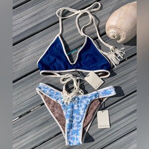 ACACIA Set - Piped Devy Bikini Top & Parker Bottom in Petite Rose - L